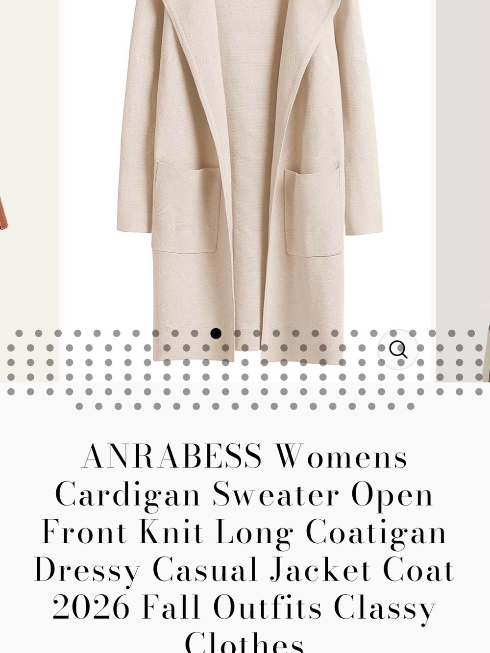 ANRABESS Women's Cream Open-Front Long Knit Cardigan